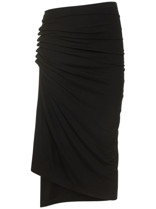 Rabanne: Asymmetric light jersey midi skirt - Siyah - women_0 | Luisa Via Roma