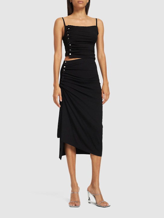 Asymmetric light jersey midi skirt - Thumbnail 2