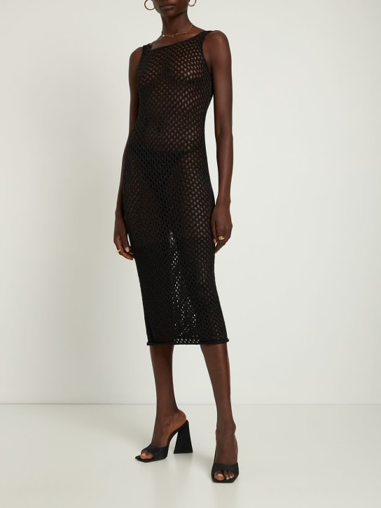 Dion Lee: Mesh knit long sleeveless dress - Black - women_1 | Luisa Via Roma