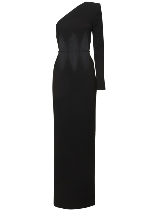 Mônot: Vestido largo de crepé con hombro descubierto - Negro - women_0 | Luisa Via Roma