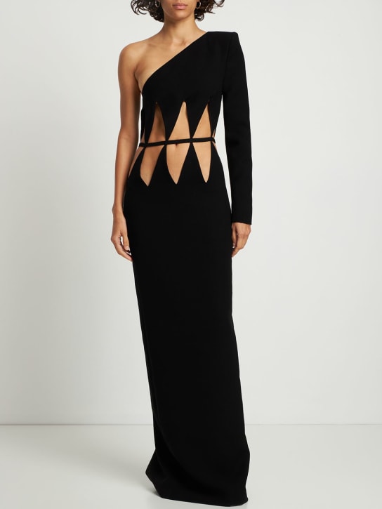 Mônot: Vestido largo de crepé con hombro descubierto - Negro - women_1 | Luisa Via Roma