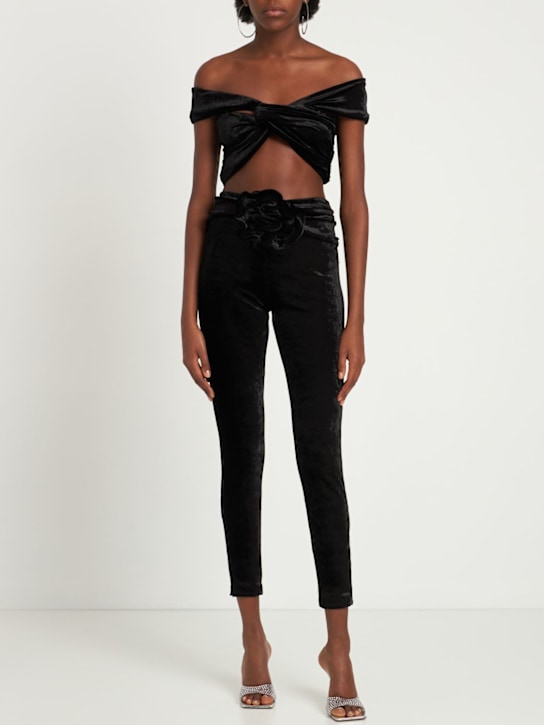 Magda Butrym: Velvet viscose blend twisted crop top - Black - women_1 | Luisa Via Roma