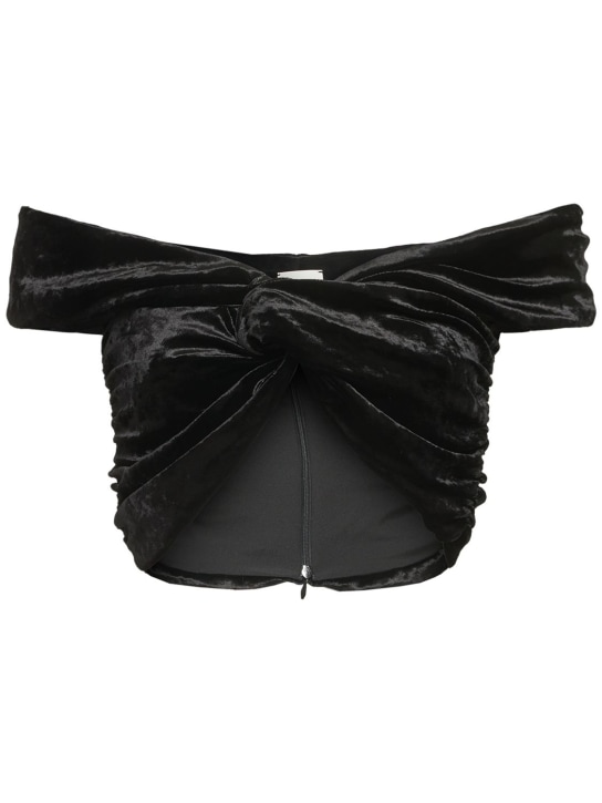 Magda Butrym: Velvet viscose blend twisted crop top - Black - women_0 | Luisa Via Roma
