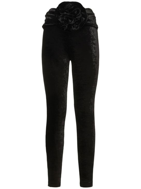 Magda Butrym: Velvet viscose blend flower skinny pants - Black - women_0 | Luisa Via Roma