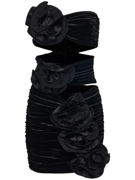 Magda Butrym: 天鹅绒镂空迷你连衣裙 - 黑色 - women_0 | Luisa Via Roma