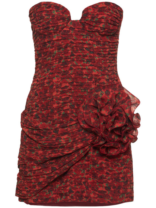 Magda Butrym: Silk crepe printed strapless mini dress - women_0 | Luisa Via Roma