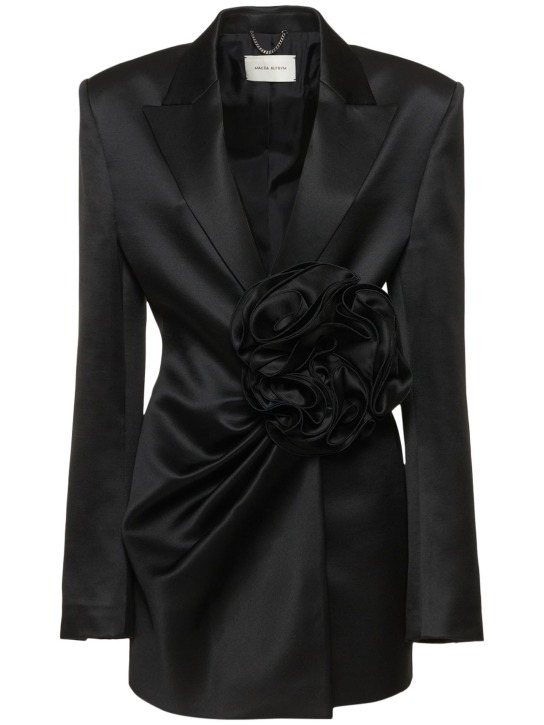 Magda Butrym: Wool satin blazer dress w/ flower - women_0 | Luisa Via Roma