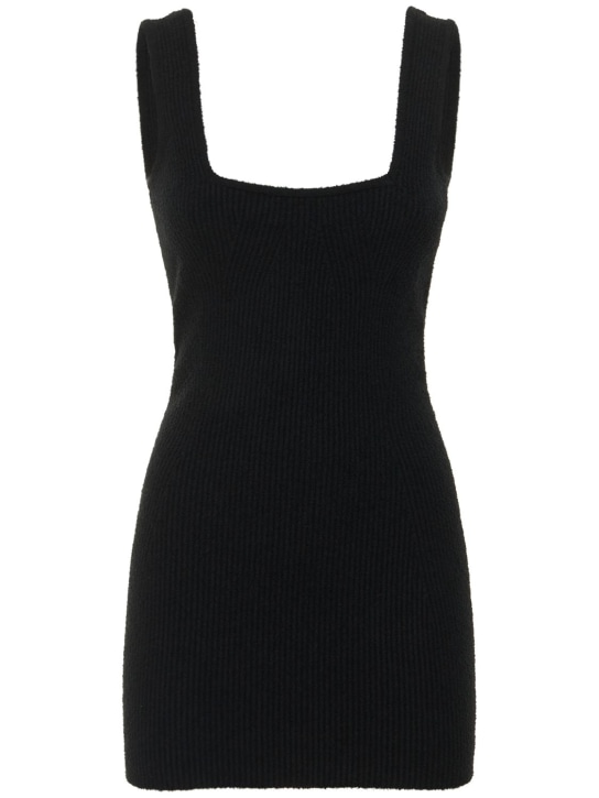 Wardrobe.nyc: Vestido corto de punto de algodón stretch - Negro - women_0 | Luisa Via Roma