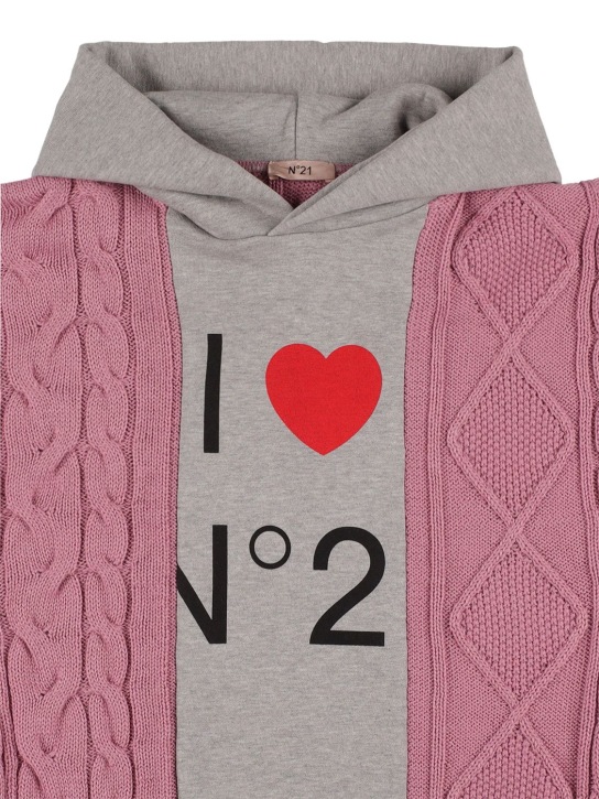 Wool Blend And Cotton Hoodie W Logo N°21 Girls Luisaviaroma