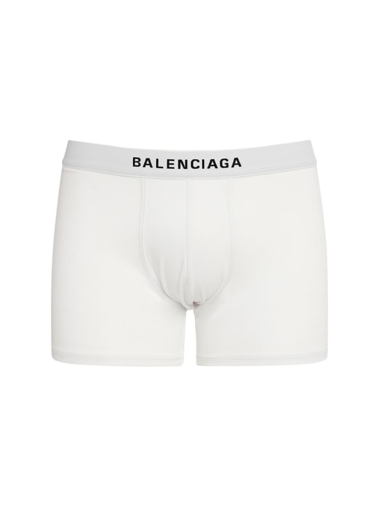 Balenciaga: 平角内裤 - 白色/黑色 - men_0 | Luisa Via Roma