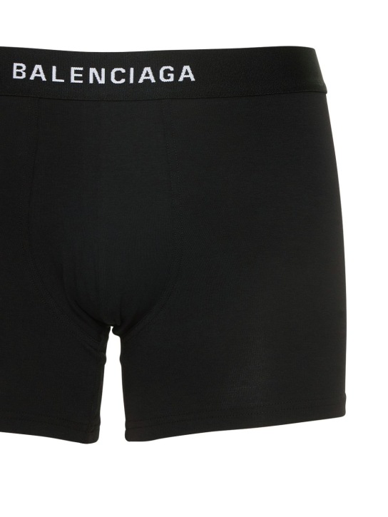 Balenciaga: Stretch cotton boxer briefs - Black/White - men_3 | Luisa Via Roma