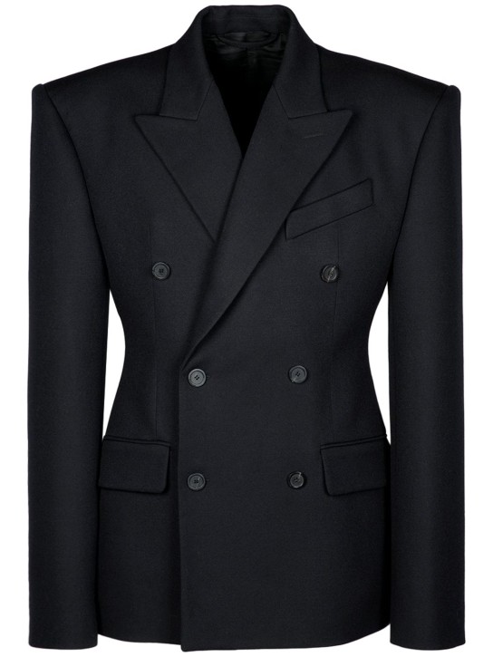 Balenciaga: Wool jacket - Siyah - men_0 | Luisa Via Roma