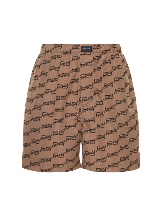 Balenciaga: Cotton shorts - Beige/Brown - men_0 | Luisa Via Roma