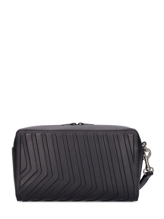 Balenciaga: Car embossed leather toiletry bag - Black - men_3 | Luisa Via Roma