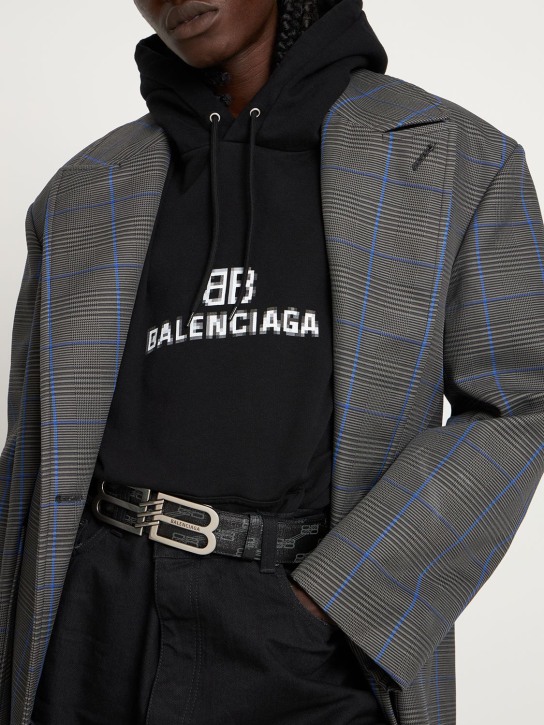Balenciaga: 4cm BB Signature faux leather belt - Black/Grey - men_1 | Luisa Via Roma