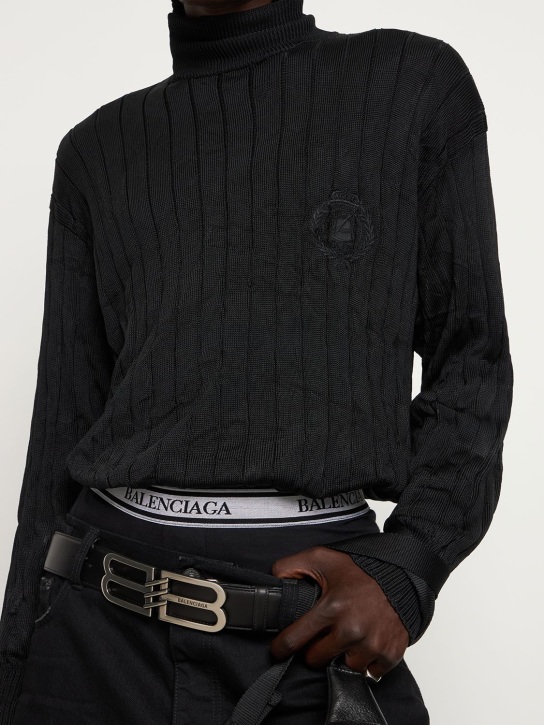 Balenciaga: 4cm BB Signature leather belt - men_1 | Luisa Via Roma