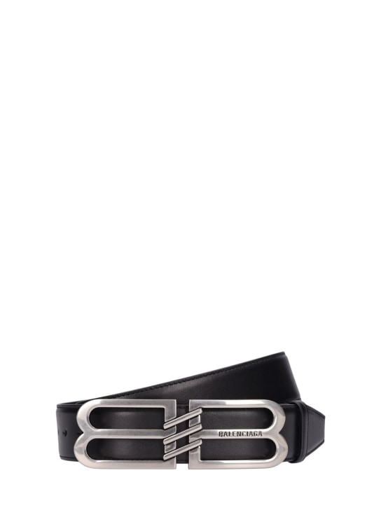 Balenciaga: 4cm BB Signature leather belt - men_0 | Luisa Via Roma
