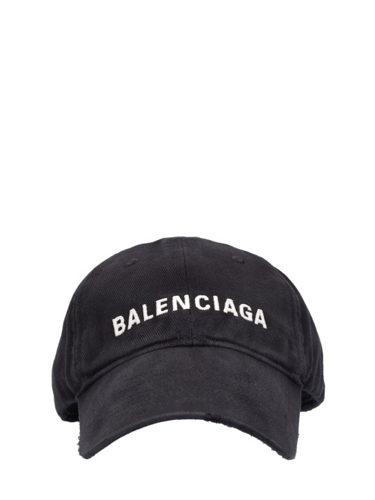 Balenciaga: 로고 자수 코튼 캡 - men_0 | Luisa Via Roma