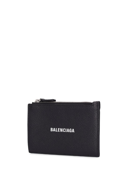 Balenciaga: Logo leather wallet - Siyah - men_1 | Luisa Via Roma