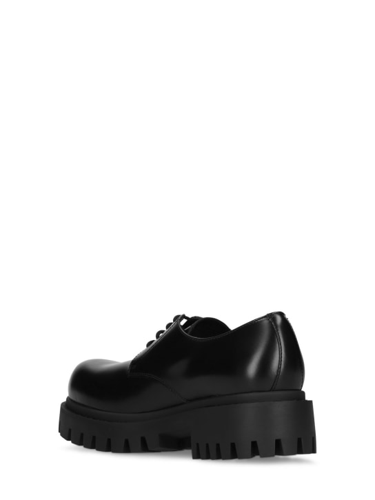 Balenciaga: Sergent leather derby lace-up shoes - Black - men_3 | Luisa Via Roma