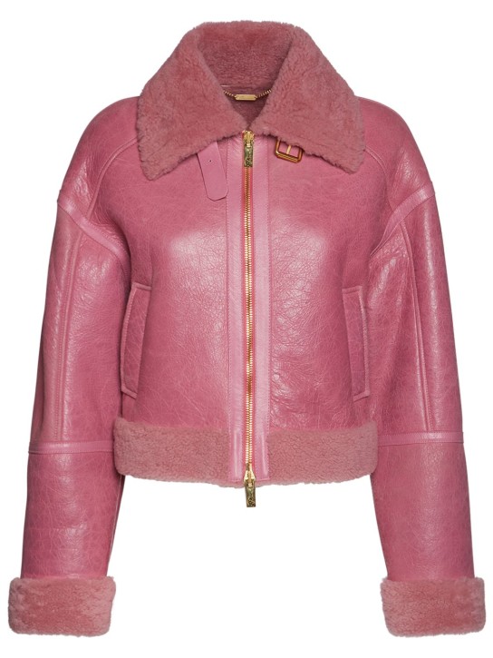 Blumarine: Leather bomber jacket - women_0 | Luisa Via Roma