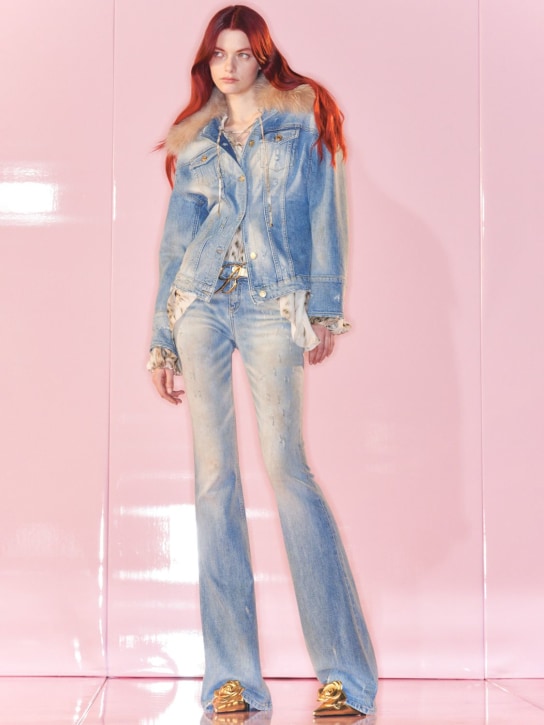 Blumarine: Jeans in denim di cotone effetto vintage - women_1 | Luisa Via Roma