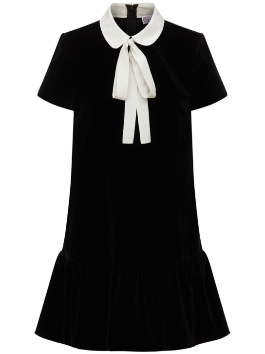 REDValentino: Vestido mini de terciopelo de algodón stretch - women_0 | Luisa Via Roma