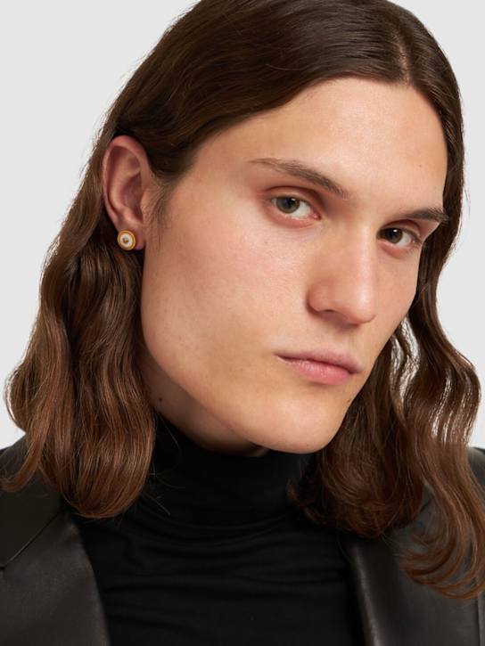 Versace: Greek motif & medusa stud earrings - men_2 | Luisa Via Roma