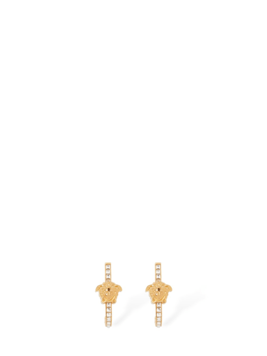 Versace: Medusa crystal stud earrings - Gold/Crystal - women_0 | Luisa Via Roma