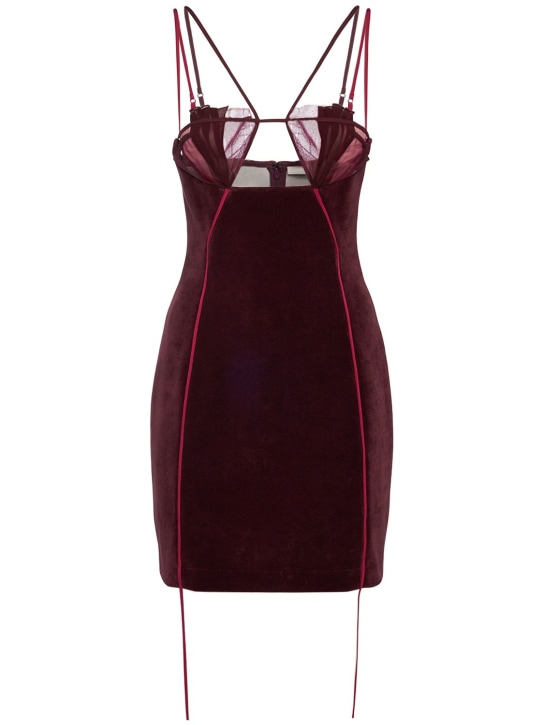 Nensi Dojaka: Vestito in velluto drappeggiato - Bordeaux - women_0 | Luisa Via Roma