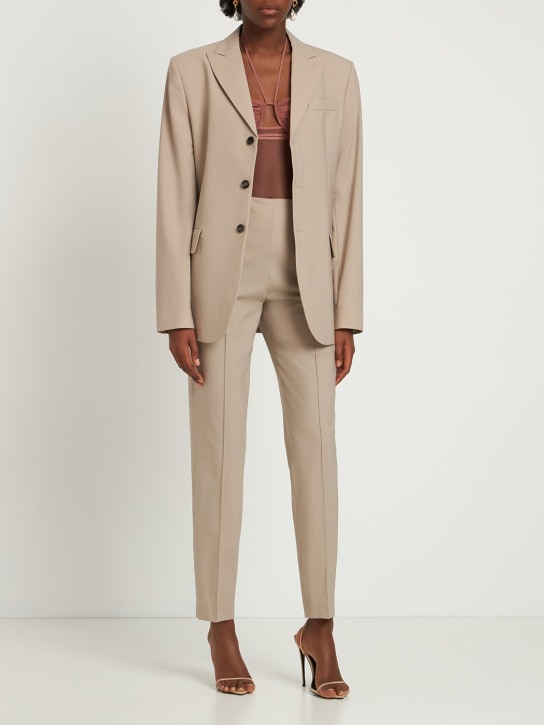 Nensi Dojaka: Blazer in misto lana con cintura posteriore - Beige - women_1 | Luisa Via Roma