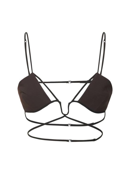 Nensi Dojaka: Viscose jersey cutout bra - Brown - women_0 | Luisa Via Roma
