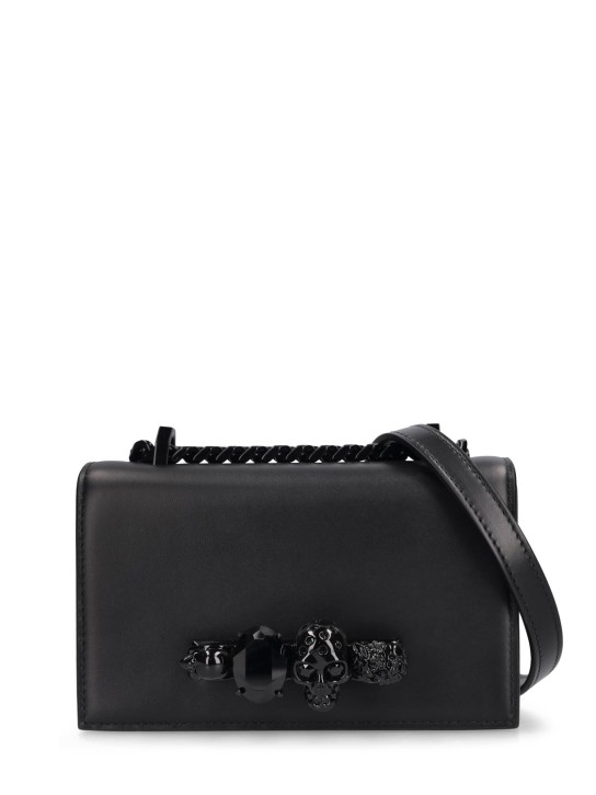 Alexander McQueen: Mini Jewelled Satchel leather bag - Nero - women_0 | Luisa Via Roma