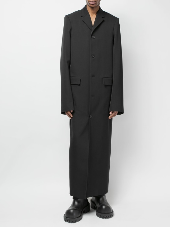 Balenciaga: Wool coat - Black - men_1 | Luisa Via Roma