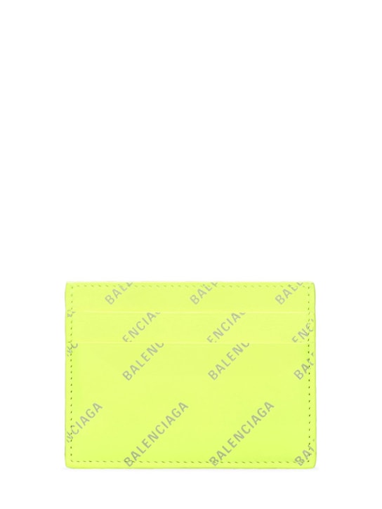 Balenciaga: Leather credit card holder - Neon Yellow - men_0 | Luisa Via Roma