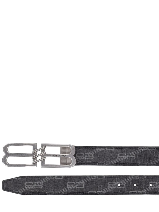 Balenciaga: 30mm Reversible monogram belt - Black/Grey - men_1 | Luisa Via Roma