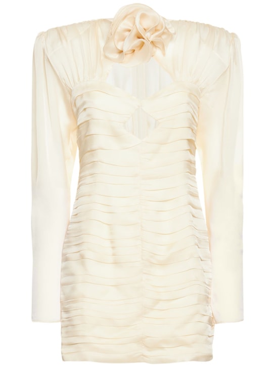 Magda Butrym: Ruched silk satin cutout mini dress - women_0 | Luisa Via Roma