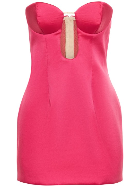 Magda Butrym: Strapless satin bustier mini dress - Pink - women_0 | Luisa Via Roma