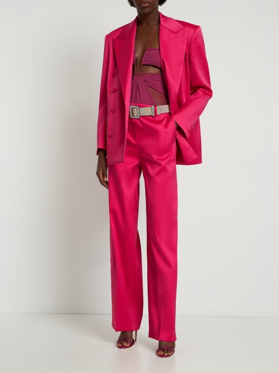 Magda Butrym: Pantalon ample en satin taille haute - Rose/Fuchsia - women_1 | Luisa Via Roma