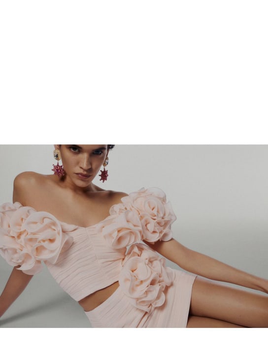 Magda Butrym: Minifalda de chifón de seda fruncido - Light Orange - women_1 | Luisa Via Roma