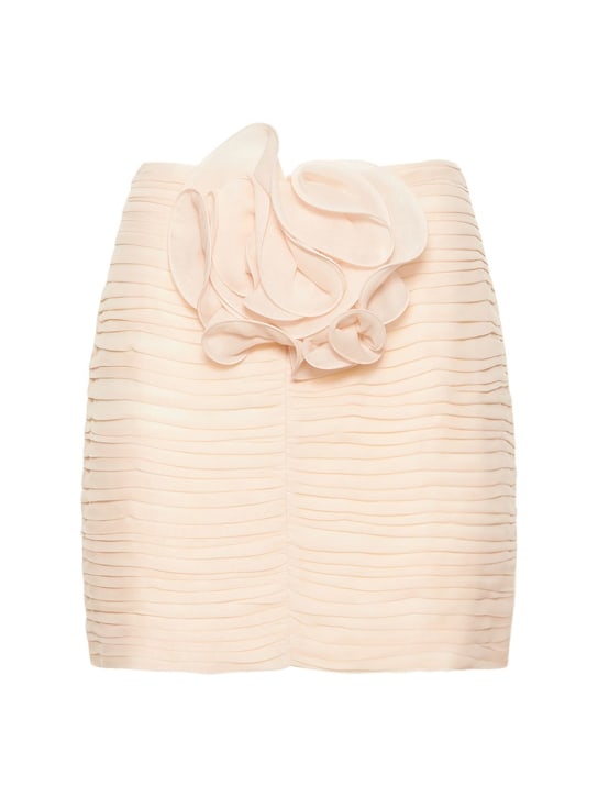 Magda Butrym: Minifalda de chifón de seda fruncido - Light Orange - women_0 | Luisa Via Roma