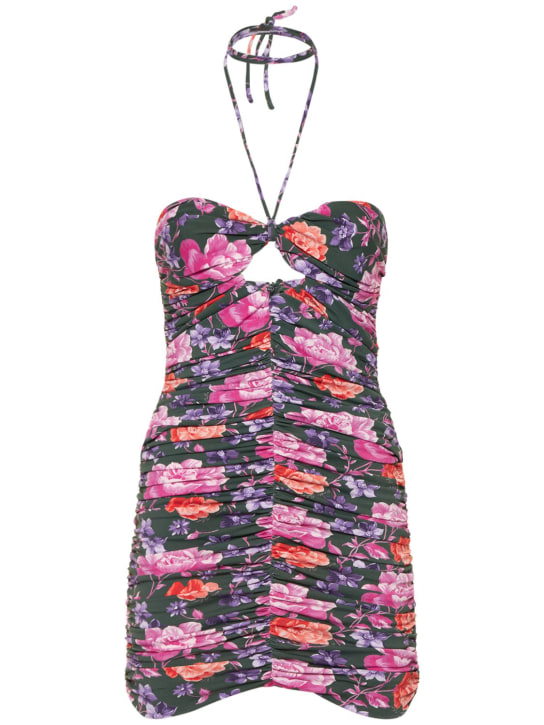 Magda Butrym: LVR Exclusive print ruched mini dress - Multicolor - women_0 | Luisa Via Roma