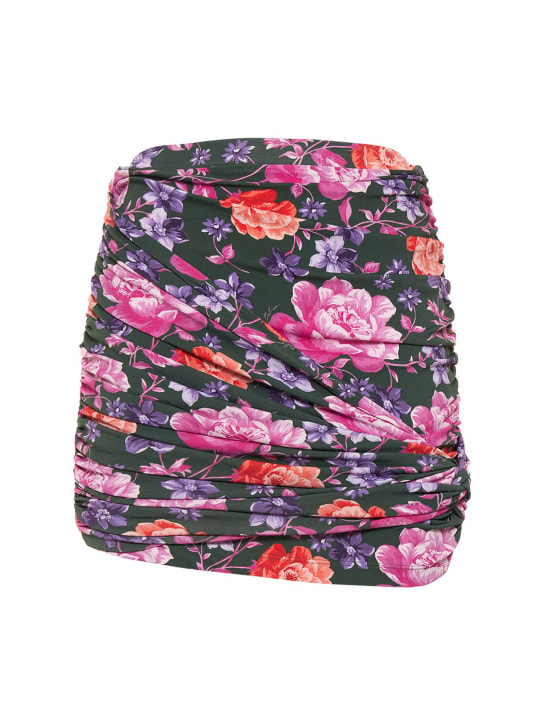 Magda Butrym: LVR Exclusive - Jupe courte drapée imprimée - Multicolore - women_0 | Luisa Via Roma