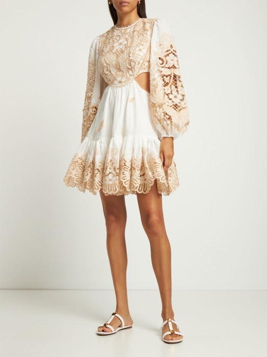 Zimmermann: Jeannie embroidered linen mini dress - women_1 | Luisa Via Roma