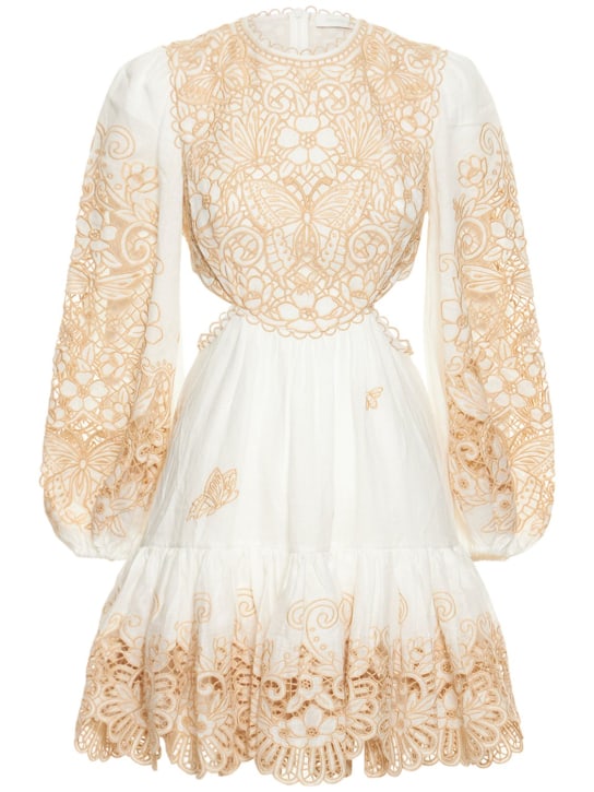 Zimmermann: Jeannie embroidered linen mini dress - women_0 | Luisa Via Roma