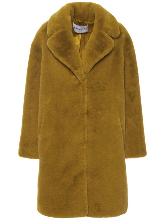 Stand Studio: Manteau en fausse fourrure Camille - Kaki - women_0 | Luisa Via Roma