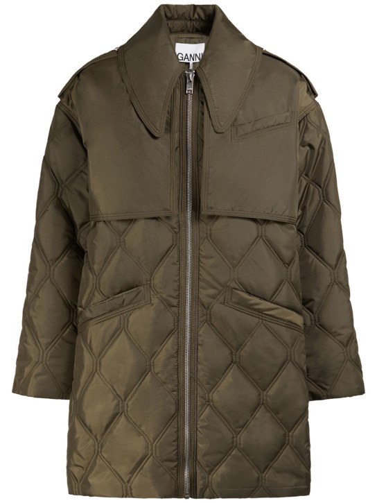 GANNI: Recycled ripstop quilted puffer jacket - women_0 | Luisa Via Roma