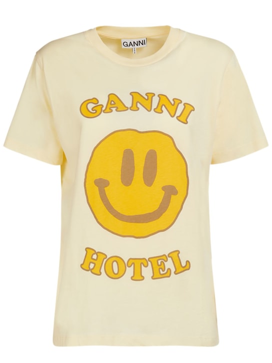 GANNI: Logo printed organic cotton t-shirt - women_0 | Luisa Via Roma