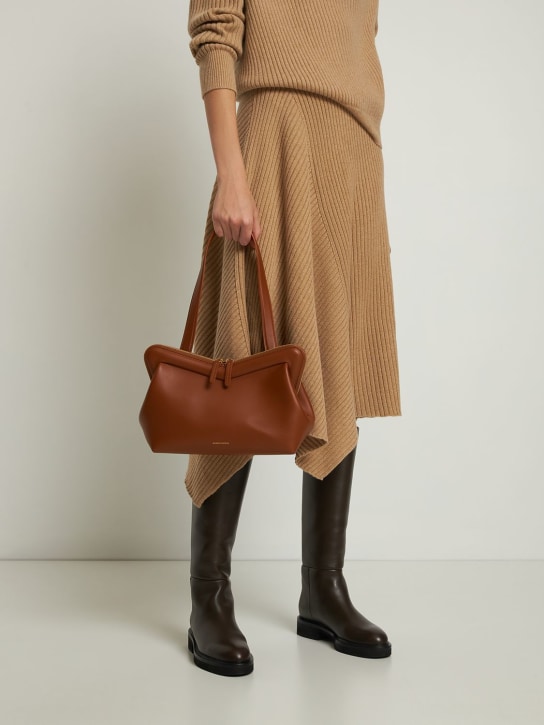 Mansur Gavriel: Medium Frame smooth leather shoulder bag - Camel - women_1 | Luisa Via Roma