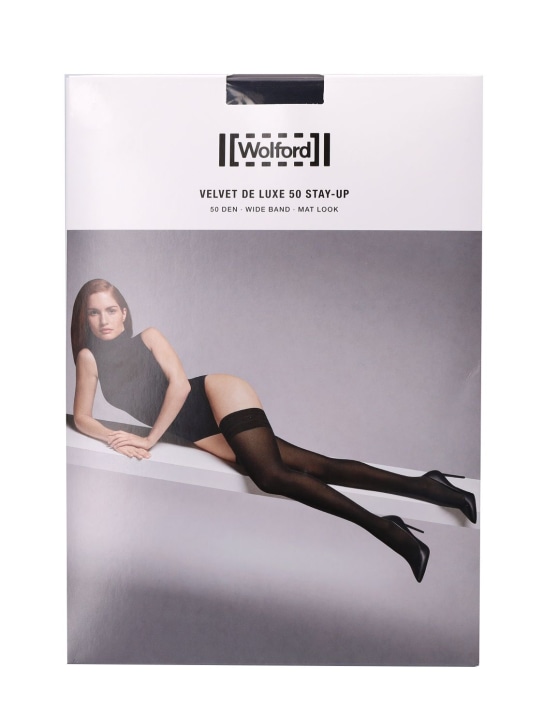 Wolford: Velvet de Luxe stay-up thigh highs - Siyah - women_0 | Luisa Via Roma